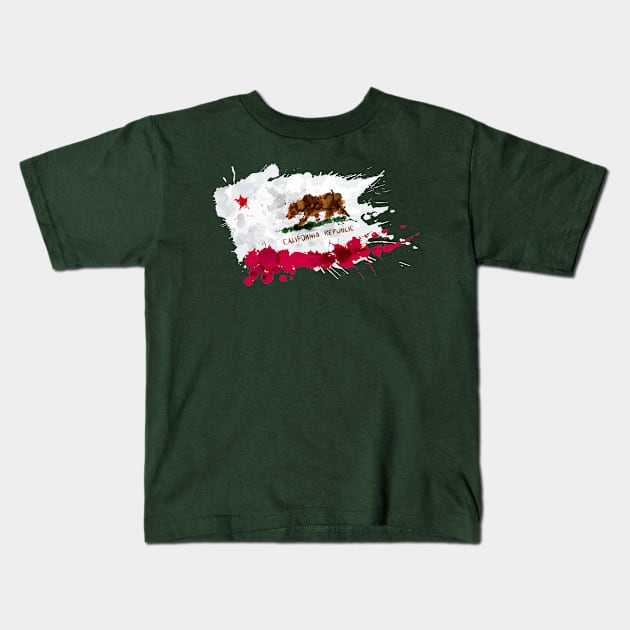 California Flag Splatter Kids T-Shirt by westcub86